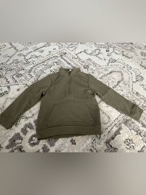 Olive Green Half-Zip Pullover Sweatshirt